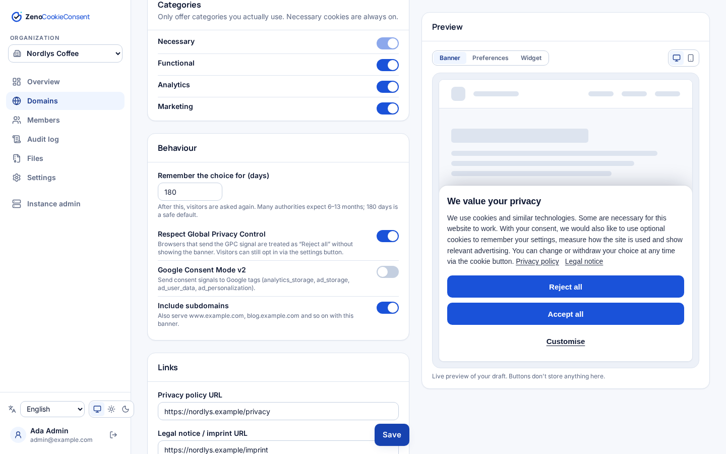Banner and texts editor
